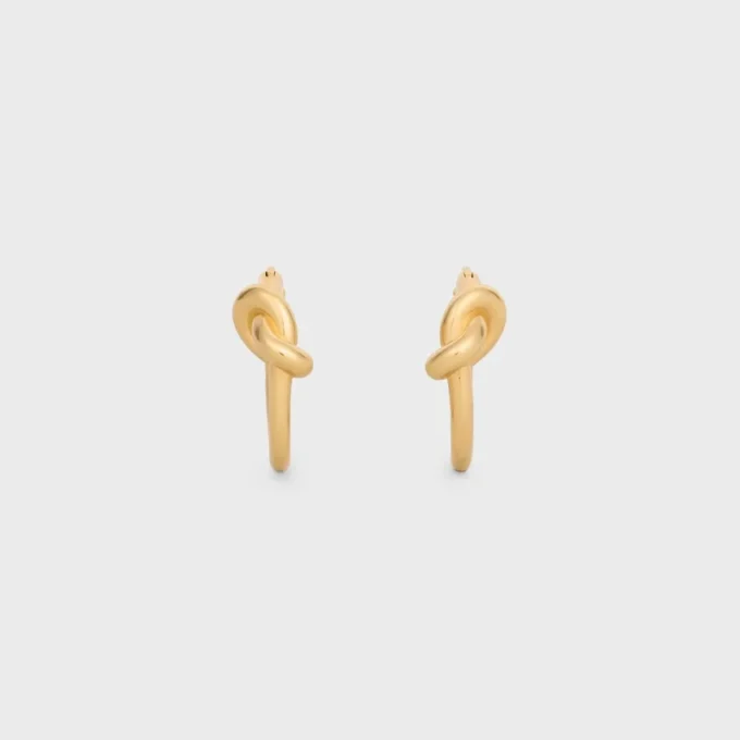 Knot Small Hoops in Brass with Gold Finish Knot Small Hoops in Brass with Gold Finish