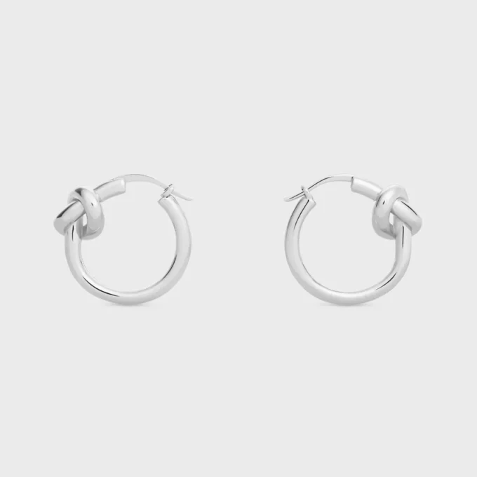Knot Small Hoops in Brass with Rhodium Finish Knot Small Hoops in Brass with Rhodium Finish