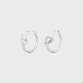 Knot Small Hoops in Brass with Rhodium Finish
