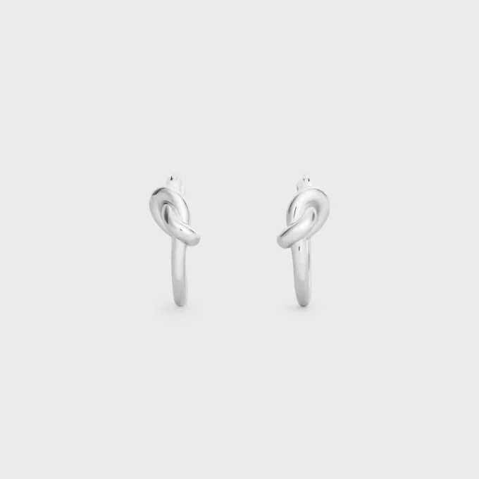 Knot Small Hoops in Brass with Rhodium Finish Knot Small Hoops in Brass with Rhodium Finish