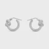 Knot Sparkle Hoops in Strass and Brass with Rhodium Finish Knot Sparkle Hoops in Strass and Brass with Rhodium Finish