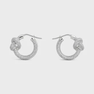 Knot Sparkle Hoops in Strass and Brass with Rhodium Finish