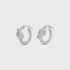 Knot Sparkle Hoops in Strass and Brass with Rhodium Finish Knot Sparkle Hoops in Strass and Brass with Rhodium Finish