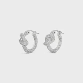 Knot Sparkle Hoops in Strass and Brass with Rhodium Finish