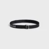 Large 30Mm Double Ring Belt in Jacquard Textile and Calfskin Large 30Mm Double Ring Belt in Jacquard Textile and Calfskin