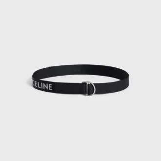 Large 30Mm Double Ring Belt in Jacquard Textile and Calfskin