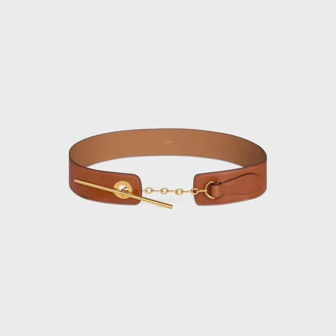 Large 50Mm Celine Disc Belt in Supple Natural Calfskin Large 50Mm Celine Disc Belt in Supple Natural Calfskin