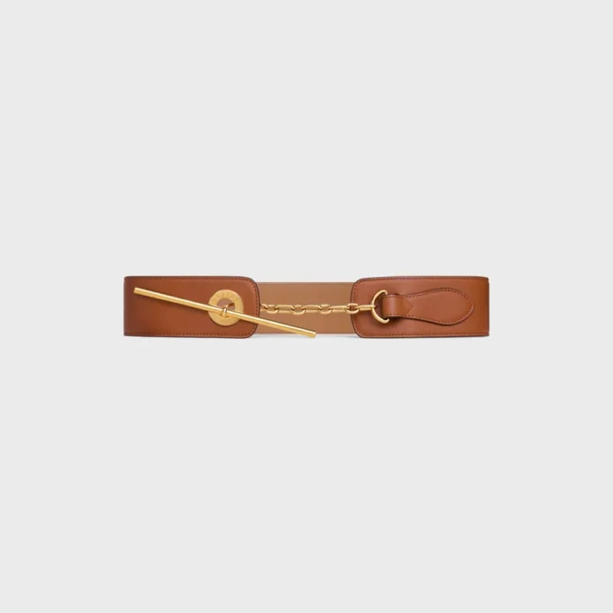 Large 50Mm Celine Disc Belt in Supple Natural Calfskin Large 50Mm Celine Disc Belt in Supple Natural Calfskin