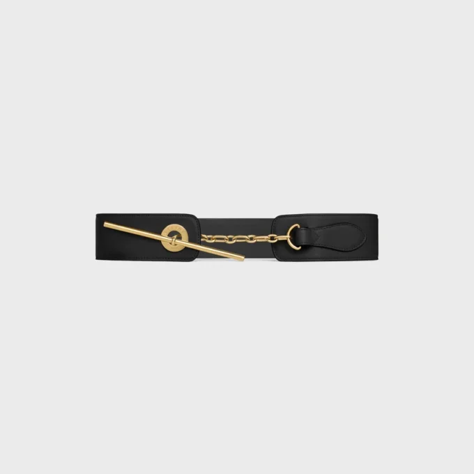 Large 50Mm Celine Disc Belt in Supple Natural Calfskin Large 50Mm Celine Disc Belt in Supple Natural Calfskin
