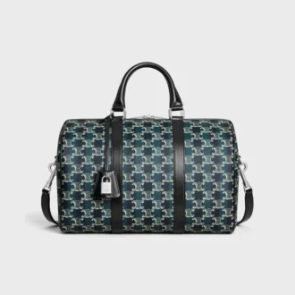 Large Boston in Striped Triomphe Canvas and Calfskin