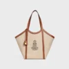Large Cabas in Textile with Anchor Embroidery and Calfskin Large Cabas in Textile with Anchor Embroidery and Calfskin