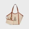 Large Cabas in Textile with Anchor Embroidery and Calfskin Large Cabas in Textile with Anchor Embroidery and Calfskin