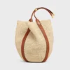 Large Drop Bucket Bag in Raffia and Calfskin Large Drop Bucket Bag in Raffia and Calfskin