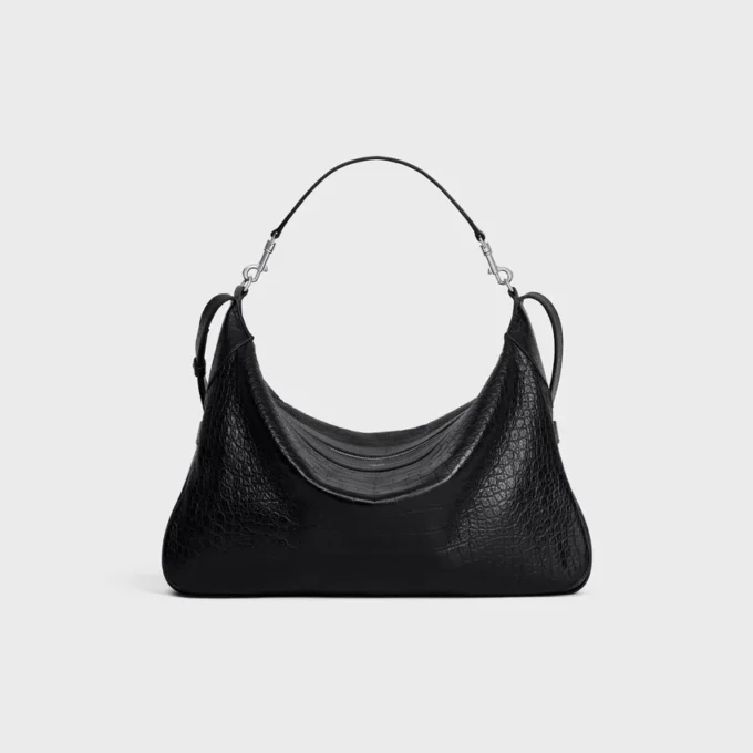 Large Strap Romy in Crocodile Embossed Deerskin Large Strap Romy in Crocodile Embossed Deerskin