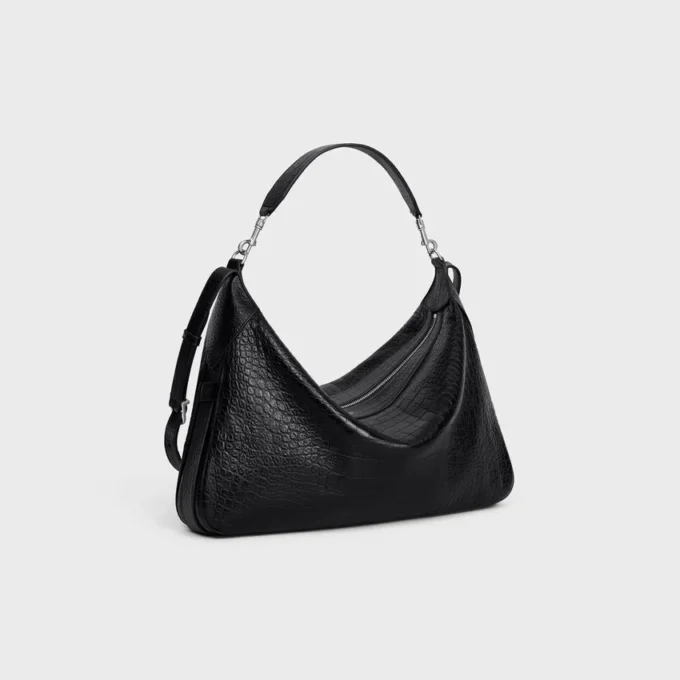 Large Strap Romy in Crocodile Embossed Deerskin Large Strap Romy in Crocodile Embossed Deerskin