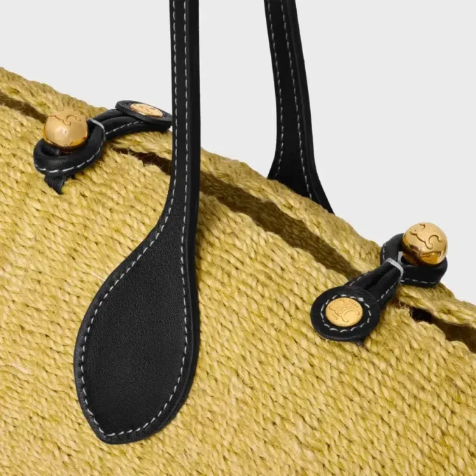 Large Triomphe Beads Basket in Sisal and Calfskin
