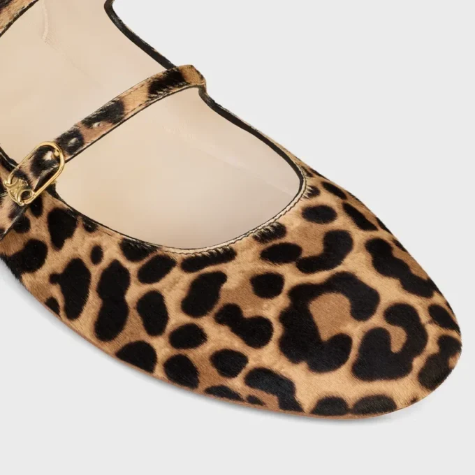 Les Ballerines Celine Double Strap Ballerina in Leopard Printed Hairy Calfskin Les Ballerines Celine Double Strap Ballerina in Leopard Printed Hairy Calfskin