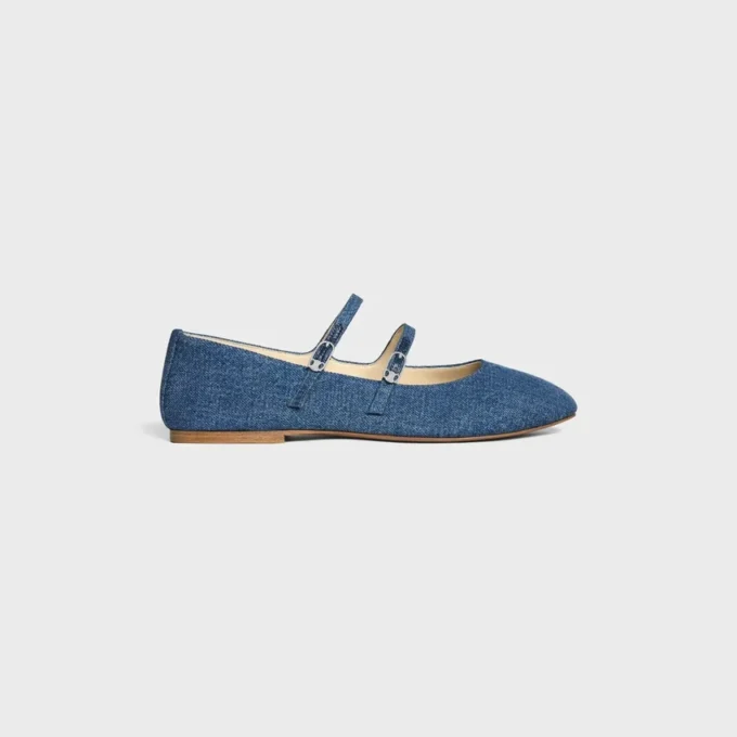 Les Ballerines Celine Double Strap in Denim Les Ballerines Celine Double Strap in Denim