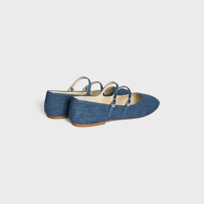 Les Ballerines Celine Double Strap in Denim Les Ballerines Celine Double Strap in Denim