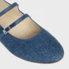 Les Ballerines Celine Double Strap in Denim Les Ballerines Celine Double Strap in Denim
