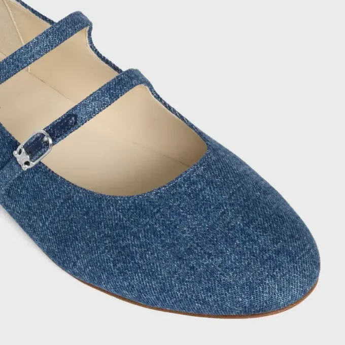 Les Ballerines Celine Double Strap in Denim Les Ballerines Celine Double Strap in Denim