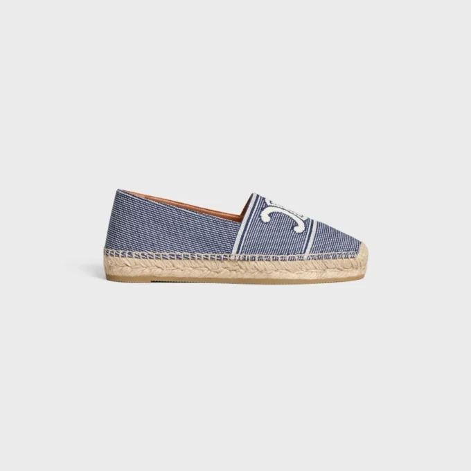 Les Espadrilles Celine in Striped Textile with Triomphe Les Espadrilles Celine in Striped Textile with Triomphe
