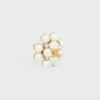 Les Perles Celine Brooch in Strass, Resin Pearls, Brass with Gold Finish and Steel Les Perles Celine Brooch in Strass, Resin Pearls, Brass with Gold Finish and Steel