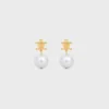 Les Perles Celine Earrings in Brass with Gold Finish and Resin Pearls Les Perles Celine Earrings in Brass with Gold Finish and Resin Pearls