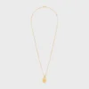 Les Perles Celine Medal Necklace in Resin Pearl and Brass with Gold Finish