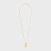 Les Perles Celine Medal Necklace in Resin Pearl and Brass with Gold Finish