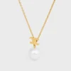 Les Perles Celine Necklace in Resin Pearl and Brass with Gold Finish