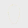 Les Perles Celine Necklace in Strass, Resin Pearls and Brass with Gold Finish