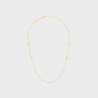 Les Perles Celine Necklace in Strass, Resin Pearls and Brass with Gold Finish