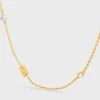 Les Perles Celine Necklace in Strass, Resin Pearls and Brass with Gold Finish