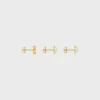 Les Perles Celine Set of 3 Studs in Resin Pearls and Brass with Gold Finish Les Perles Celine Set of 3 Studs in Resin Pearls and Brass with Gold Finish