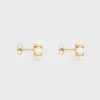 Les Perles Celine Studs in Strass, Resin Pearls and Brass with Gold Finish Les Perles Celine Studs in Strass, Resin Pearls and Brass with Gold Finish