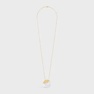 Les Pierres Celine Necklace in Rock Crystal and Brass with Gold Finish