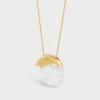 Les Pierres Celine Necklace in Rock Crystal and Brass with Gold Finish