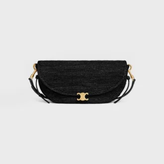 Little Halfmoon Soft Triomphe in Raffia and Lambskin