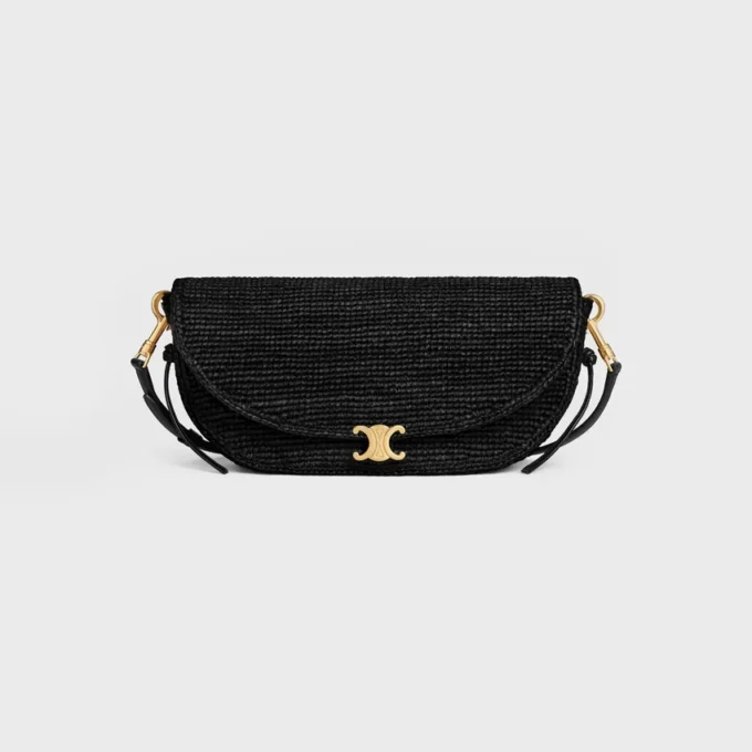 Little Halfmoon Soft Triomphe in Raffia and Lambskin Little Halfmoon Soft Triomphe in Raffia and Lambskin