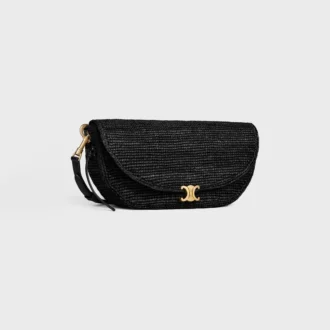 Little Halfmoon Soft Triomphe in Raffia and Lambskin