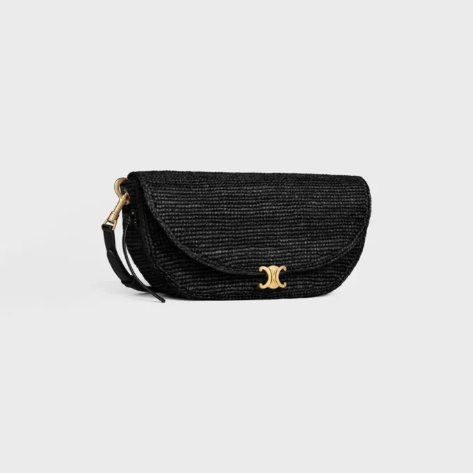 Little Halfmoon Soft Triomphe in Raffia and Lambskin Little Halfmoon Soft Triomphe in Raffia and Lambskin