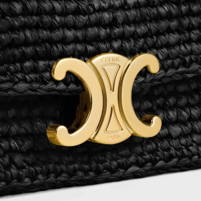 Little Halfmoon Soft Triomphe in Raffia and Lambskin Little Halfmoon Soft Triomphe in Raffia and Lambskin