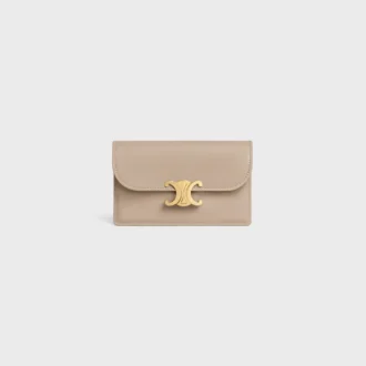 Long Card Holder with Flap Triomphe  in Shiny Calfskin