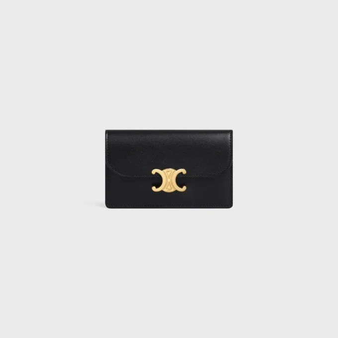 Long Card Holder with Flap Triomphe in Shiny Calfskin Long Card Holder with Flap Triomphe in Shiny Calfskin