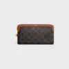 Long Pouch with Strap in Triomphe Canvas and Calfskin Long Pouch with Strap in Triomphe Canvas and Calfskin