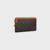 Long Pouch with Strap in Triomphe Canvas and Calfskin Long Pouch with Strap in Triomphe Canvas and Calfskin