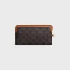 Long Pouch with Strap in Triomphe Canvas and Calfskin Long Pouch with Strap in Triomphe Canvas and Calfskin
