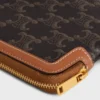Long Pouch with Strap in Triomphe Canvas and Calfskin Long Pouch with Strap in Triomphe Canvas and Calfskin