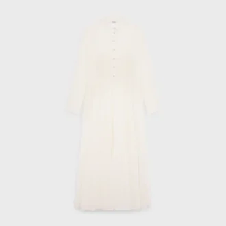 Long Shirt Dress in Cotton Silk Crepon